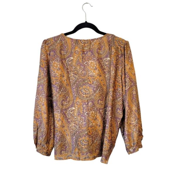 Karma Highway Orange And Purple Paisley Blouse One Size - Picture 2 of 6